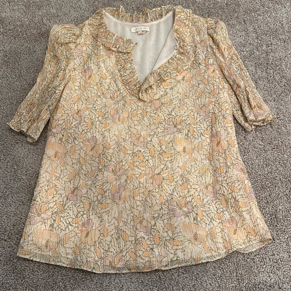 Rebecca Taylor Floral Blouse in Pastel Hues